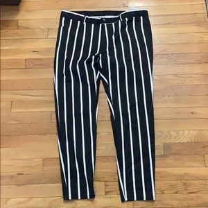 Cropped stripe pants.